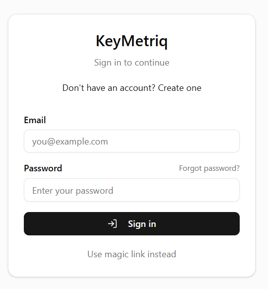 The sign-in page